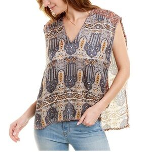 Burning Torch Women's Gray Summer Palace Silk Popover top ❤️